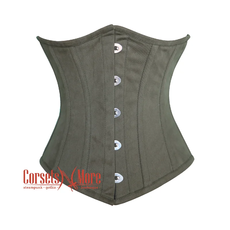 Army Green Cotton Gothic Underbust Waist Training Bustier Corset