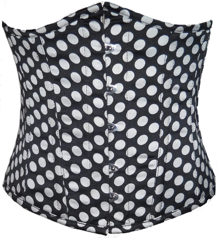 Black And White Polka Dots Satin Waist Cincher Women Underbust Corset Costume