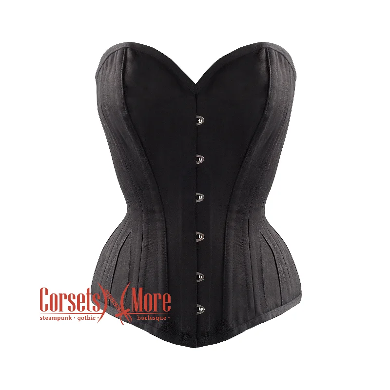 Black Cotton Waist Training Corset Gothic Overbust Bustier Top