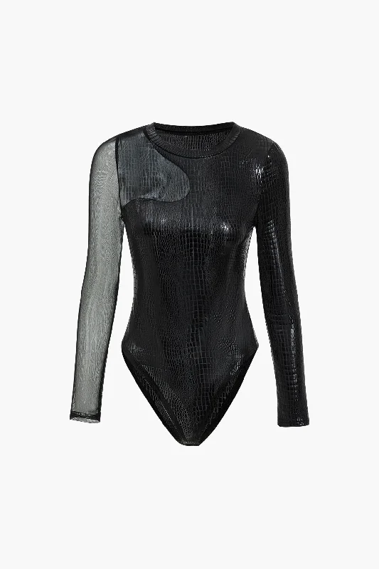 Asymmetrical Long-Sleeve Bodysuit