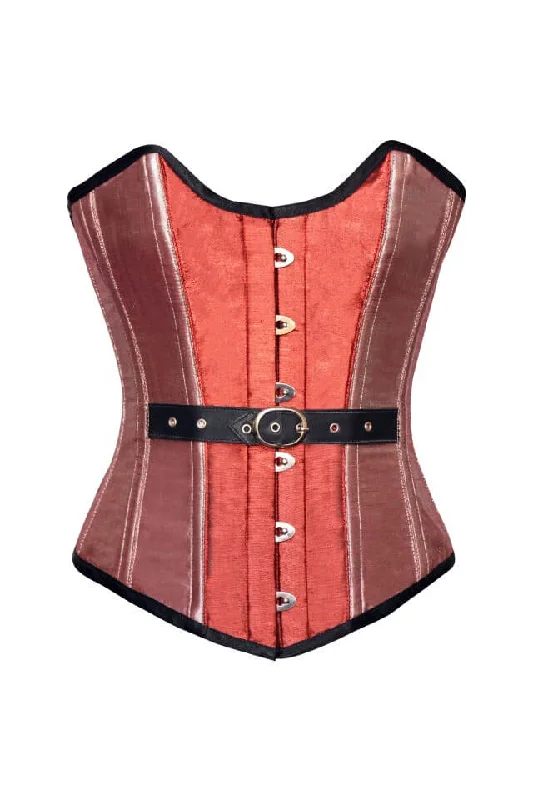 Orange Pink Silk Gothic Burlesque Corset Waist Training Overbust