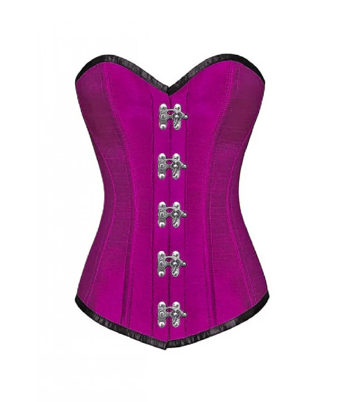 Purple Silk C Lock Gothic Steampunk Corset LONGLINE Overbust