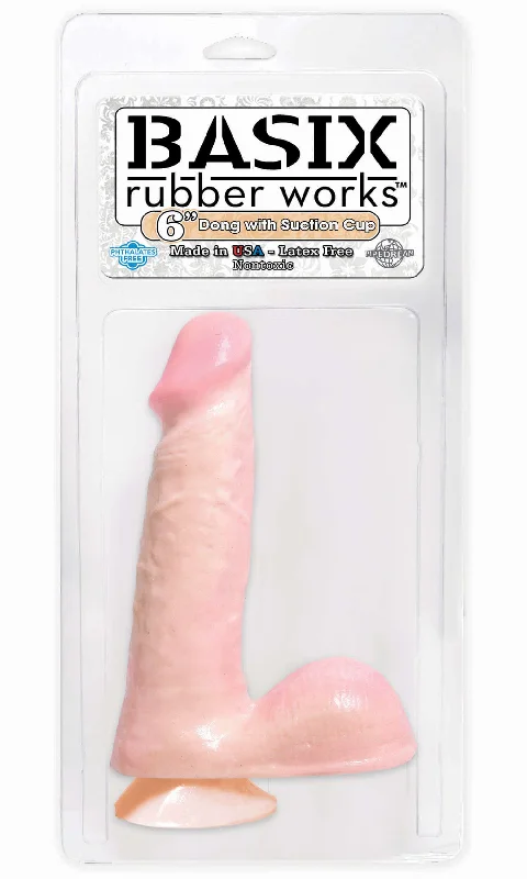 Basix Rubber Works 6" Dong with Suction Cup Flesh