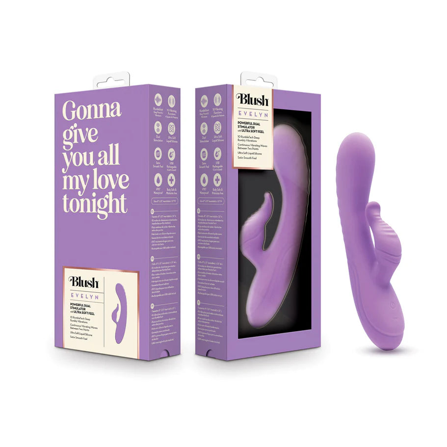 Blush Collection Evelyn Rechargeable Silicone Rabbit Vibrator - Purple