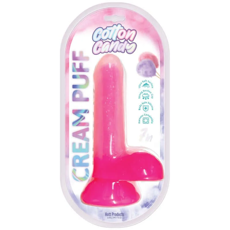 Cotton Candy Cream Puff Silicone Dildo 6 inches Pink