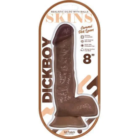 Dicky Skins 8-Inch Realistic Dildo with Suction Base – Caramel | Phthalate-Free