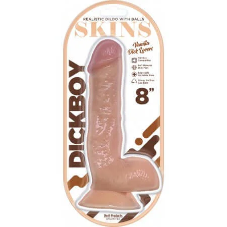 Dicky Skins Dildo Skin 8 inches Dildo Vanilla, Beige Lovers with Suction Base