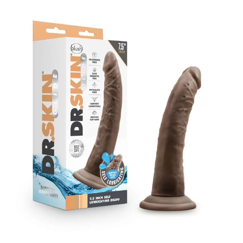 Dr. Skin Glide 7.5 inches Lubricating Dildo Chocolate Brown