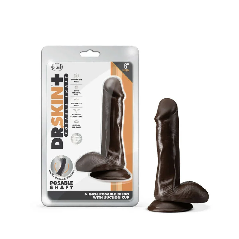 Dr. Skin Plus 6 inches Posable Dildo Chocolate Brown