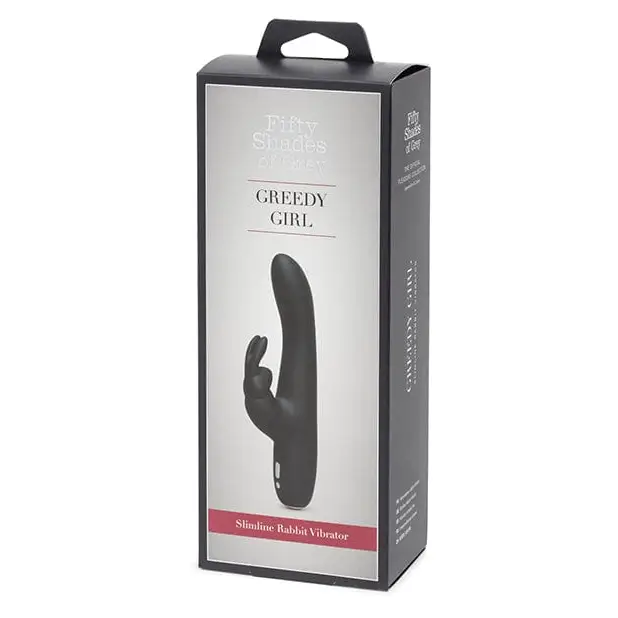 Fifty Shades Of Grey Greedy Girl Rechargeable Slimline Rabbit Vibrator - Black