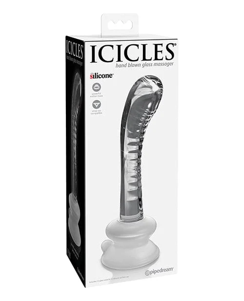 Icicles No. 88 Hand Blown Glass G-Spot Massager with Suction Cup - Clear