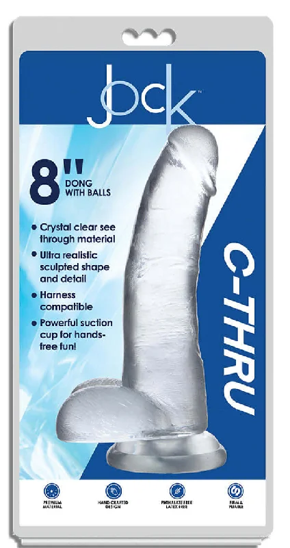 Jock C-Thru 8 inches Clear Dildo with Balls and Suction Cup