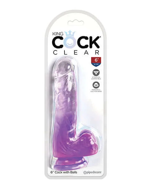 King Cock Clear Dildo 6 inches with Balls: A Translucent Delight in Purple