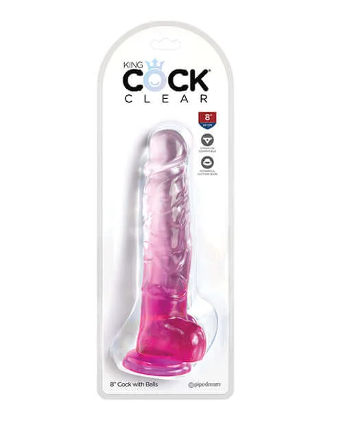 King Cock Clear Dildo (8 inches) with Soft Pink Accents By Pipedream Products