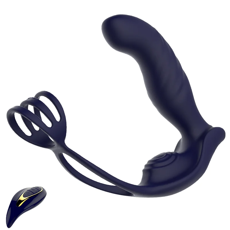 Blue Eagle Dual Penis Ring Prostate Anal Vibrator With 10 Wiggle & Vibration Modes - Laphwing