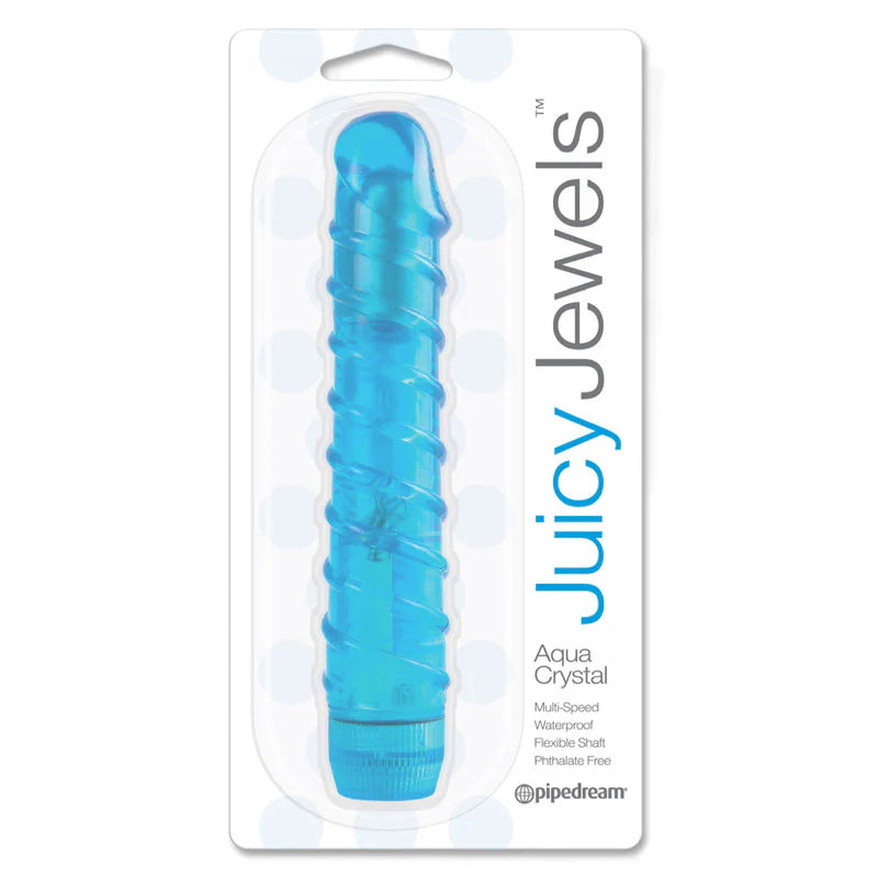 Pipedream Juicy Jewels Aqua Crystal Ribbed Semi-Realistic Vibrator