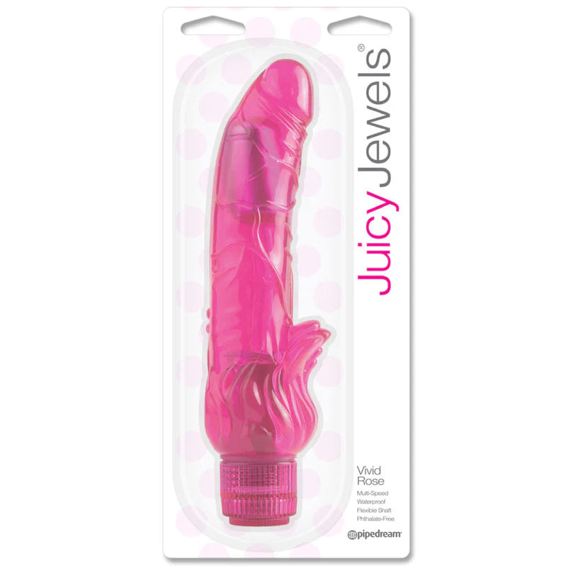 Pipedream Juicy Jewels Vivid Rose Flexible Curved Semi-Realistic Vibrator