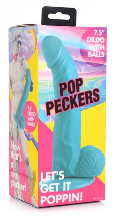 Pop 7.5 inches Dildo with Balls Blue