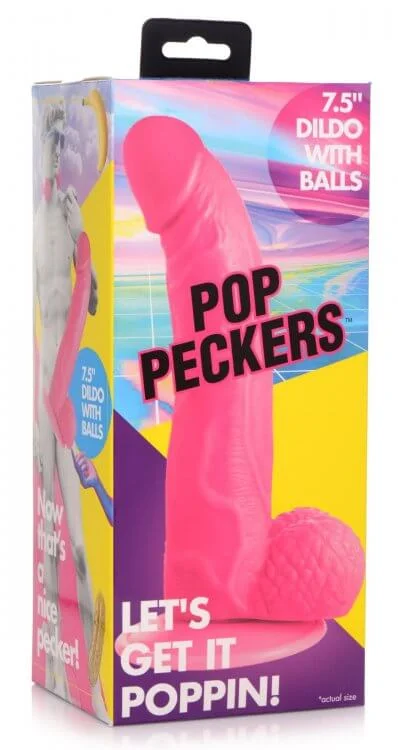 Pop 7.5 inches Dildo with Balls Pink