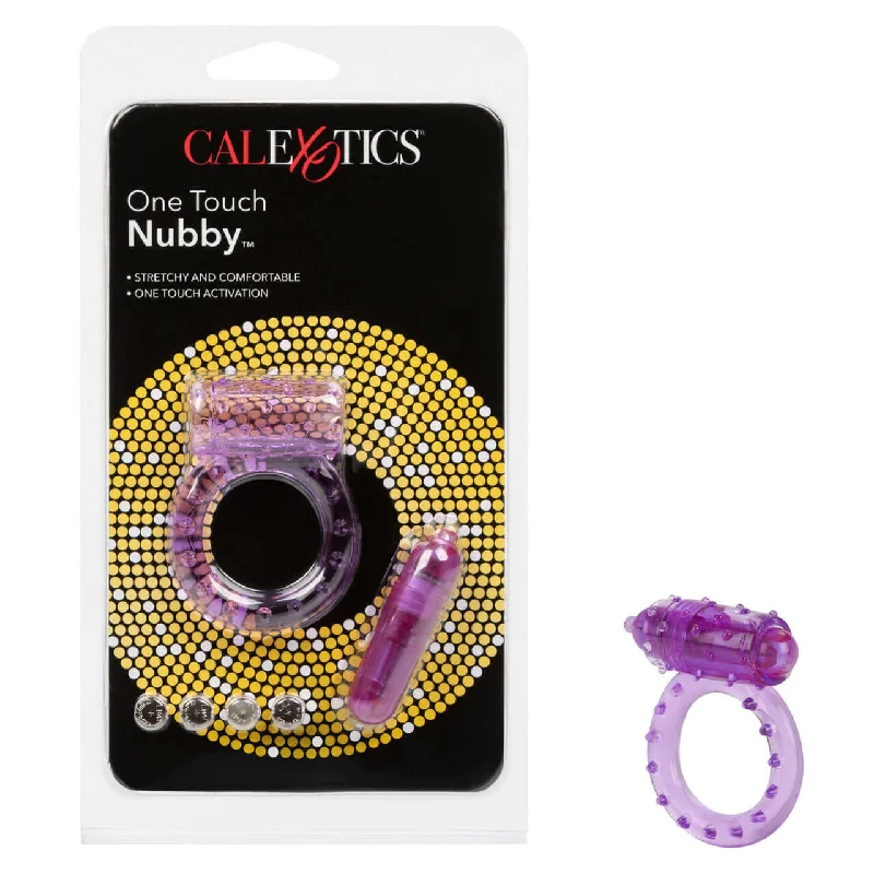 California Exotic Novelties One Touch Purple Nubby Cock Ring with Removable Stimulator