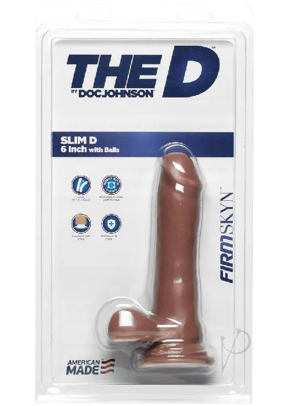 The D Slim D with Balls: 6.5-inch FIRMSKYN Dildo in Caramel – Classic Comfort with a Realistic Touch