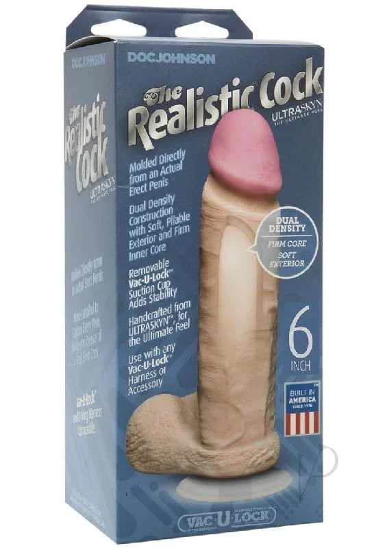 Ultra Realistic 6" UR3 Cock in White - Dual-Density ULTRASKYN with Vac-U-Lock Compatibility