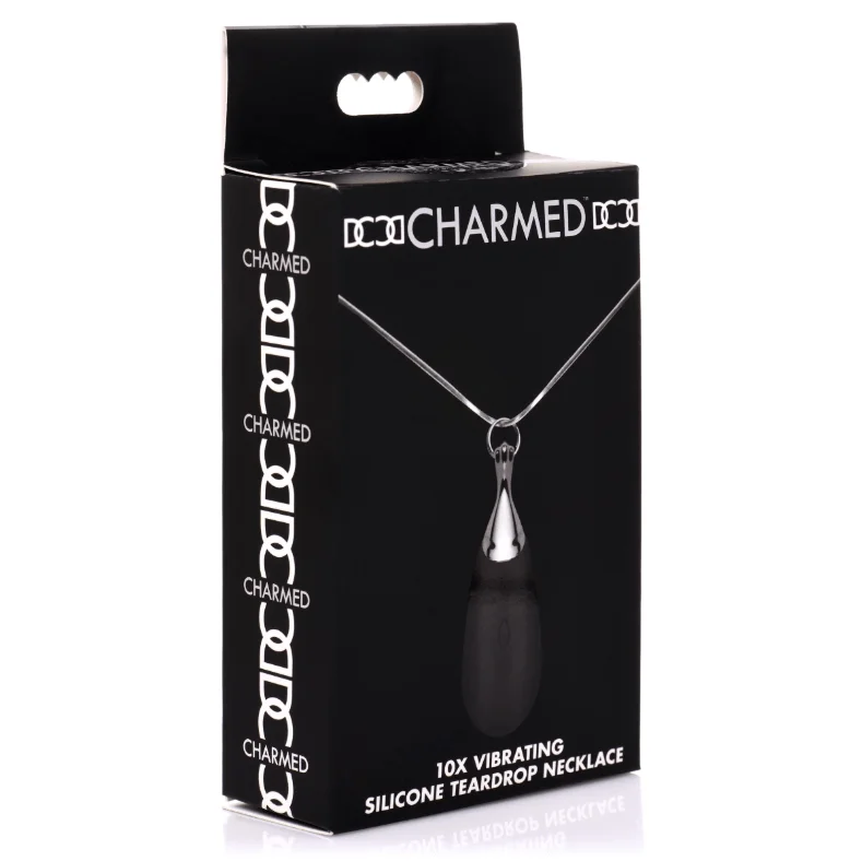 XR Brands Charmed 10X Vibrating Silicone Teardrop Necklace