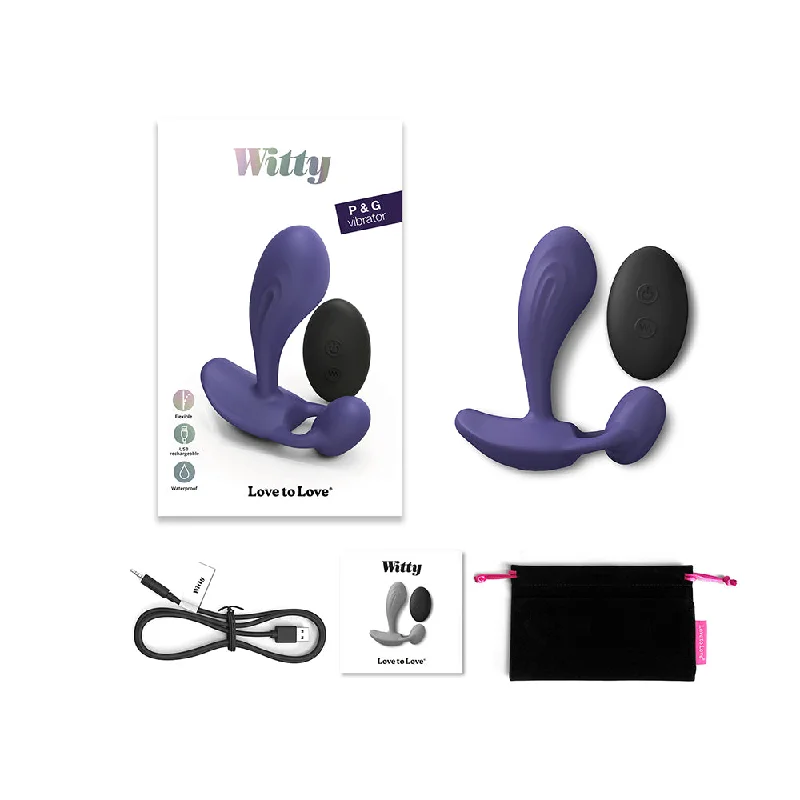 Love To Love Witty Rechargeable Remote-controlled Silicone P & G Vibrator Midnight Indigo