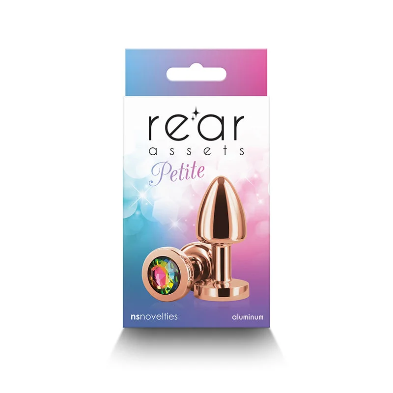 Rear Assets Petite Metal Anal Plug Rose Gold/rainbow