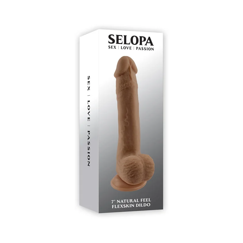 Selopa Natural Feel Flexskin Bendable Dildo with Moving Material 7 in. Dark