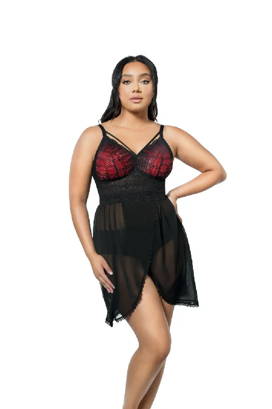 Parfait Mia Lace Chemise - Black